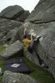Big bump for the crux move on the 'slopey traverse'