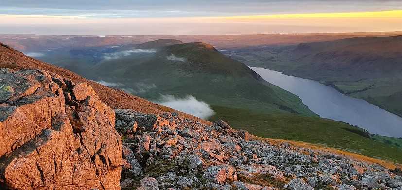 Looking down to Wastwater at sunset  © Norman Hadley