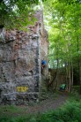 Chuck leading his first E2 on New Gold Dream at Limekilns (Sentinel block)