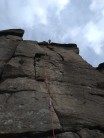 Second about to follow. Pegasus Wall. Stanage Plantation