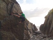 Evening bouldering on the coast