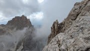 Clouds rolling in on the top pitch of Piaz Arete/Delagokante
