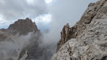 Clouds rolling in on the top pitch of Piaz Arete/Delagokante