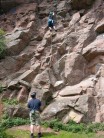 Crocodile Corner; awesome climb but alittle tricky at the top. 
Ashley Ireland and Chris Wakefield.