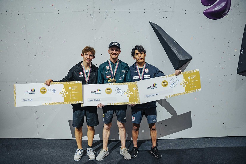 The first three men in Boulder & Lead to qualify for Paris 2024.  © Lena Drapella/IFSC