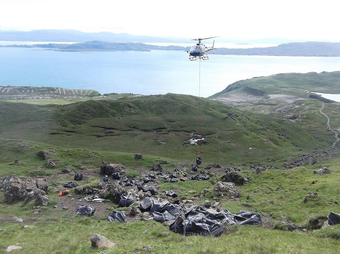 Where there's insufficient stone to work with on the route it has to be flown in, as here on The Storr  © OATS