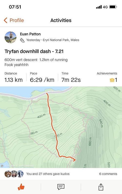 Recorded for posterity  © Strava