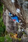 Mat Wright on the first ascent of “Black Thistle” - E10 7a