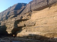 South wall of Birsay Pools geo bouldering section