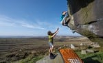 Nick Brown finishing off Black Rhino (f7A) on the Wave at Howshaw Tor.