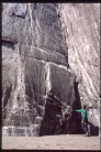 Dave Stacey underneath the crack of 'Polly's Peril' 17/05/1992