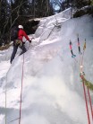Vemorkbrufoss ost (WI4, Scottish 5, 90m). Top belay by Andy. 2x Axes & an Ice Hook!
