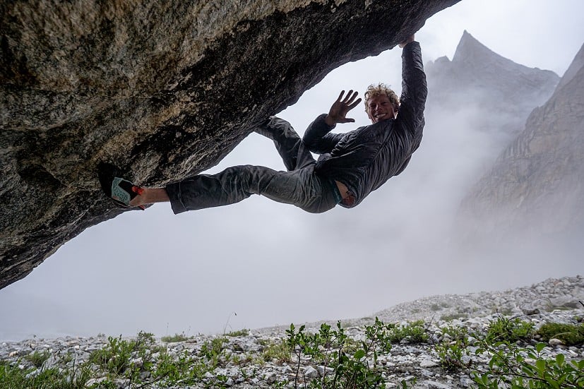 Bouldering at Base camp. This was an excellent way of keeping some rock fitness.   © Tad McCrea