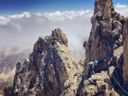 Mount Kenya  Leo coming up the ridge of Batian via the North Face Standard Route IV+