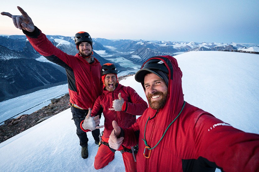 The team on the summit of Mt. Asgard.  © Leo Houlding