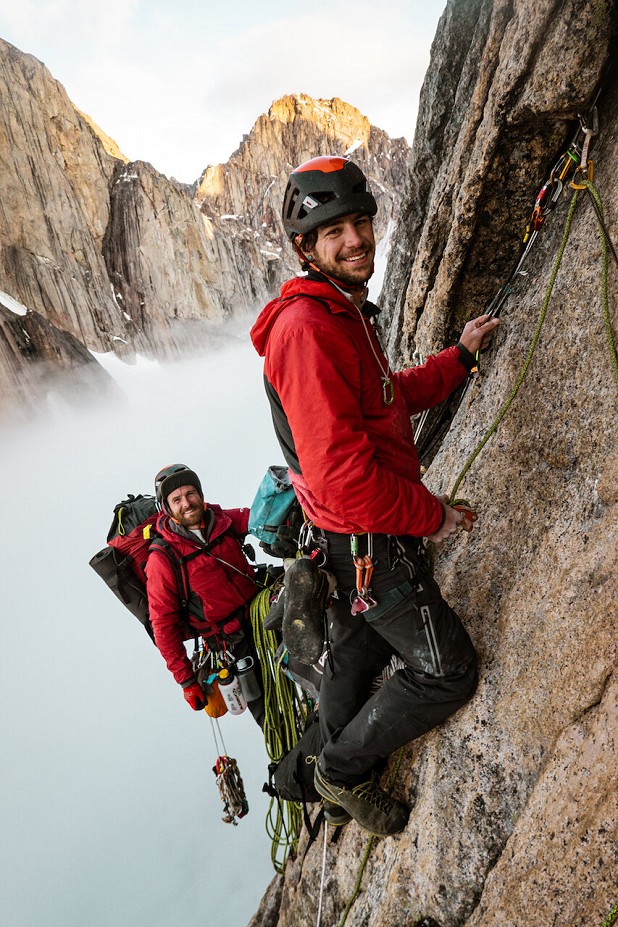 Waldo and Wilson happy to be on the wall above the clag.  © Leo Houlding