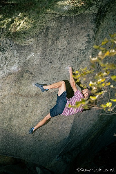 Florian Wientjes on the second ascent of Floatin, 8C+  © Xaver Quintus