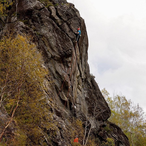 Dave high up on Black Thistle, E10 7a  © Dave MacLeod