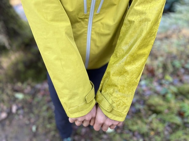 If your sleeve looks like the one on the right, you need to wash/proof your jacket  © UKC Gear