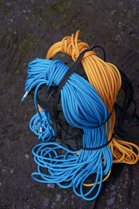 The bright ropes stood out at most crags