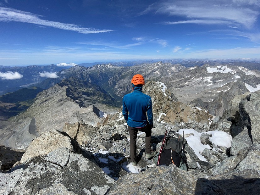 On the summit of Monte Disgrazia in Val Masino, Italy - a granite paradise for climbers!  © Richard Hartfield
