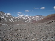 Aconcagua Plaza Argentina basecamp looking NNE (back down walk in) at 4200m