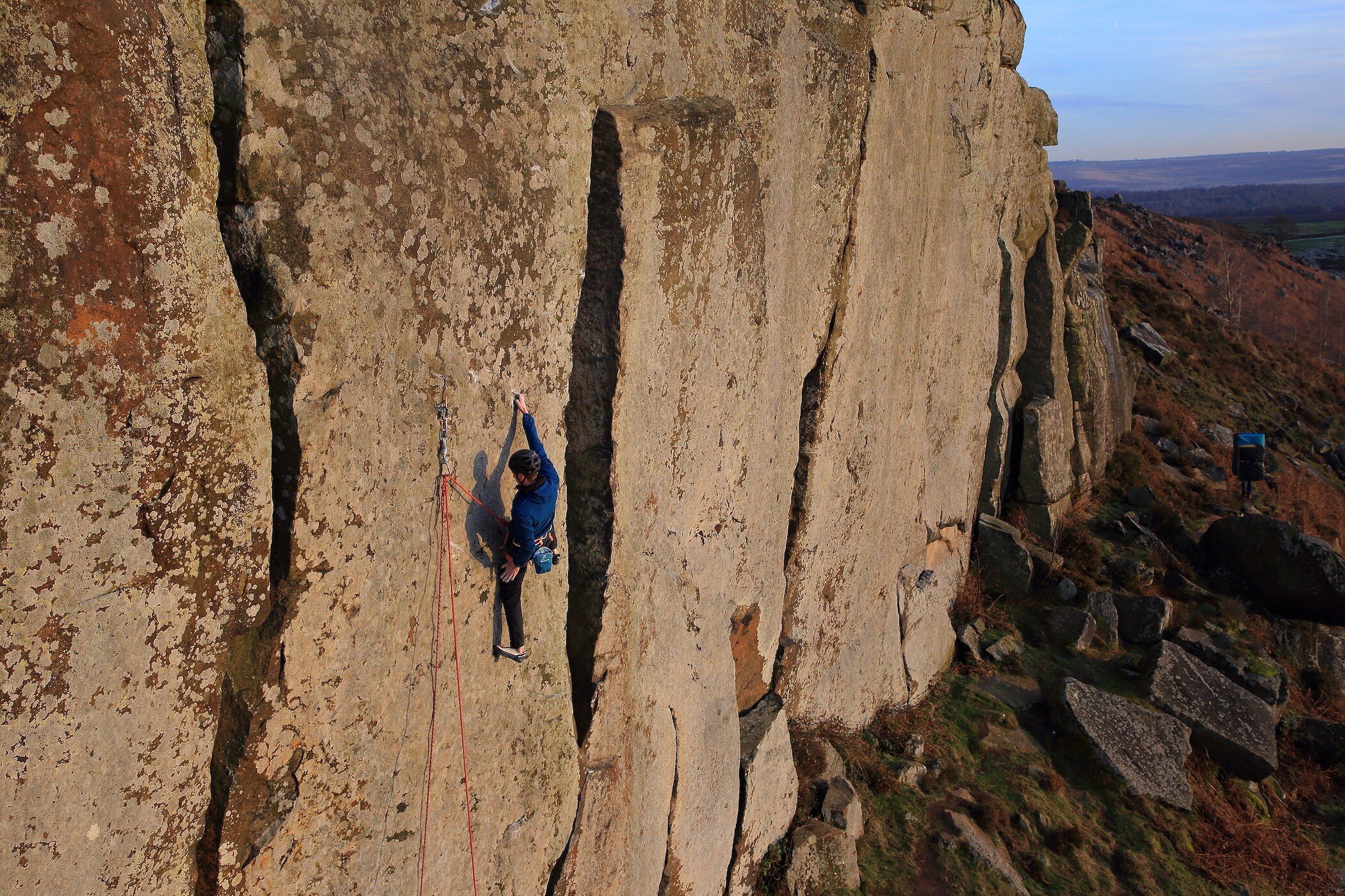 Joe Mullett takes a moment before heading out across the cold sharp crimps  © Mike Hutton