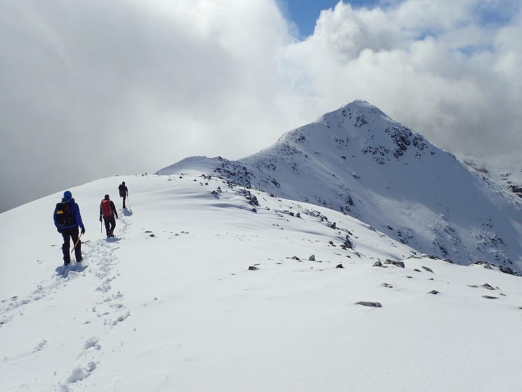 Fabulous winter conditions on Buachaille Etive Beag, with walkers heading to the southern Munro of Stob Dubh  © GrahamUney
