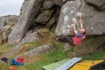 Mark McManus on Hanging Fruit (f7B) at Holwell Tor