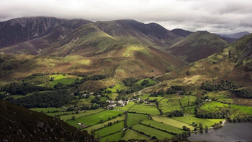 Looking down on a busy Buttermere, a place rarely free of parked cars  © Matt Poulton