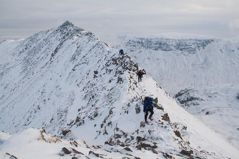 On days like these, you can't expect to be alone for long on Striding Edge   © Dan Bailey