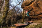 Mike Cleverdon on The Big Roof (f8B) at Rock Copse