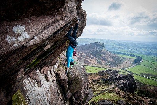 No-hands rest on The Sloth ? Matt Culley exploring a new beta for the climb...  © JacobIsaac772