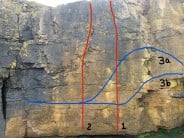 Boulder problems on custard wall, Moonlight Platform.