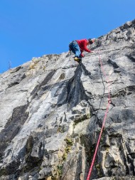 Theo on Bring me Sunshine at Gig South on a sunny Feb morn. Some routes were wet but many were dry and the crag empty., 490 kb