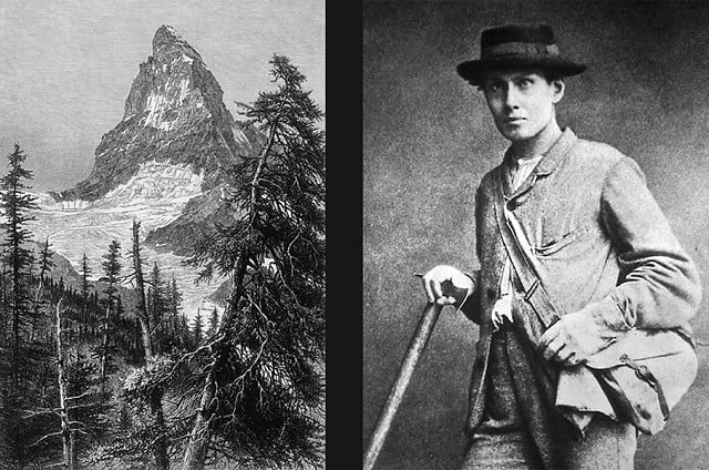 Edward Whymper and his own engraving of The Matterhorn  © Edward Whymper