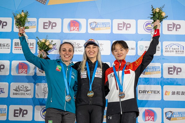 Women's podium Keqiao 2024.  © IFSC