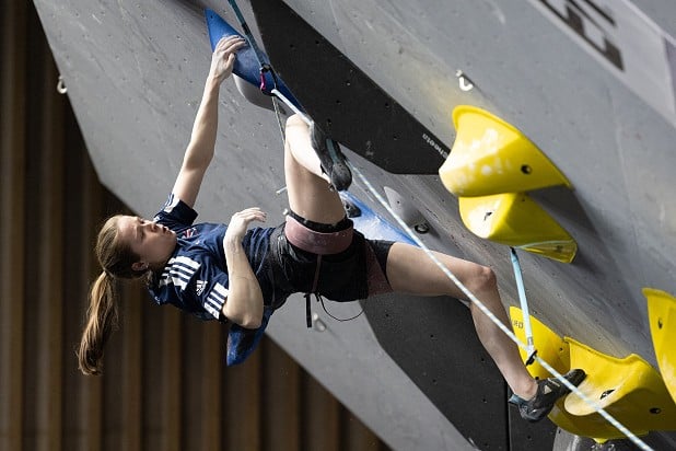 Erin McNeice qualifies for her second World Cup final within the same week.  © IFSC