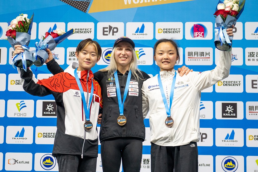 Women's podium Wujiang 2024.  © IFSC