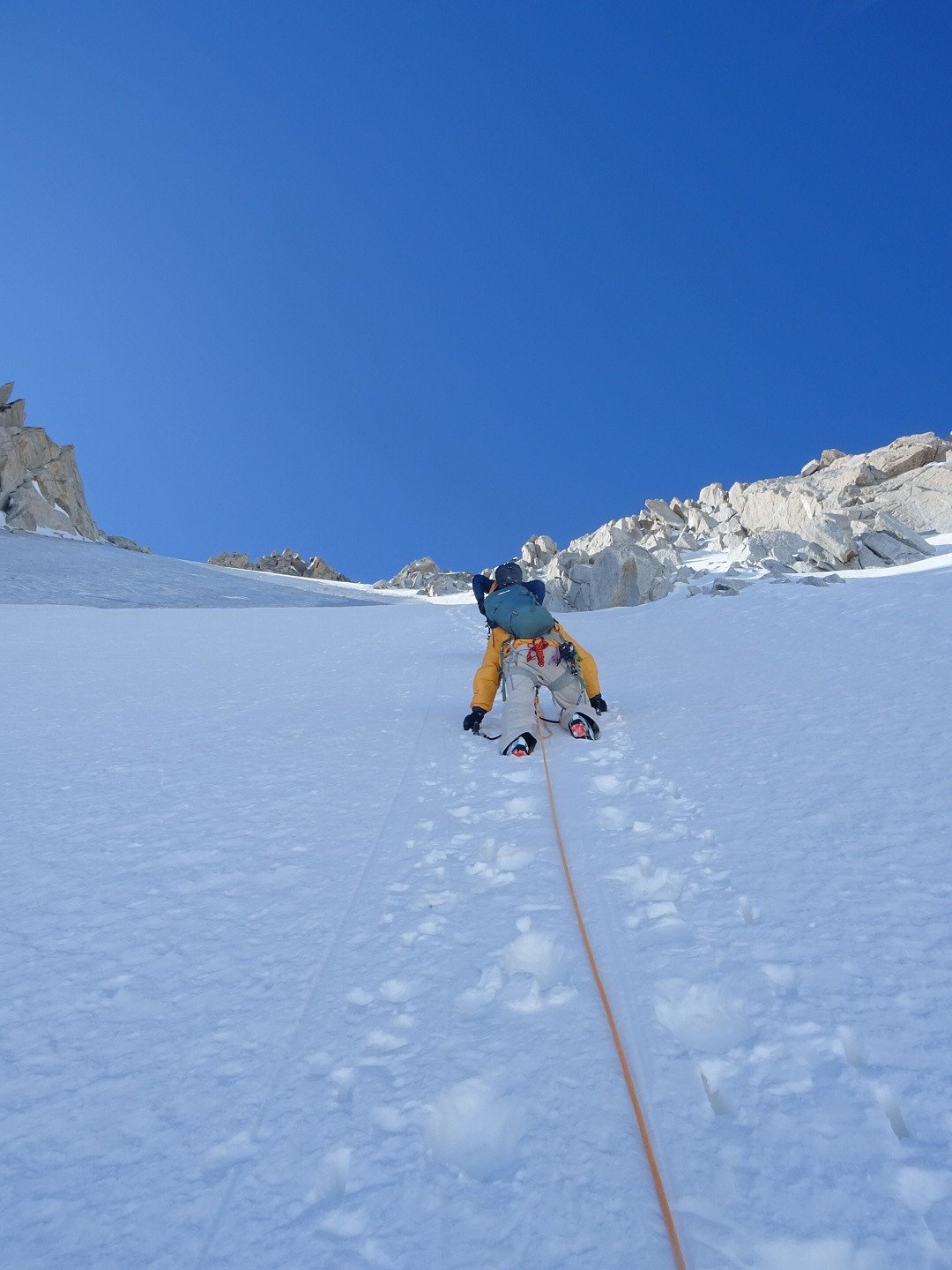 Going up the upper snow field on the North Face of the Tour Ronde  © MattiaFreedom26