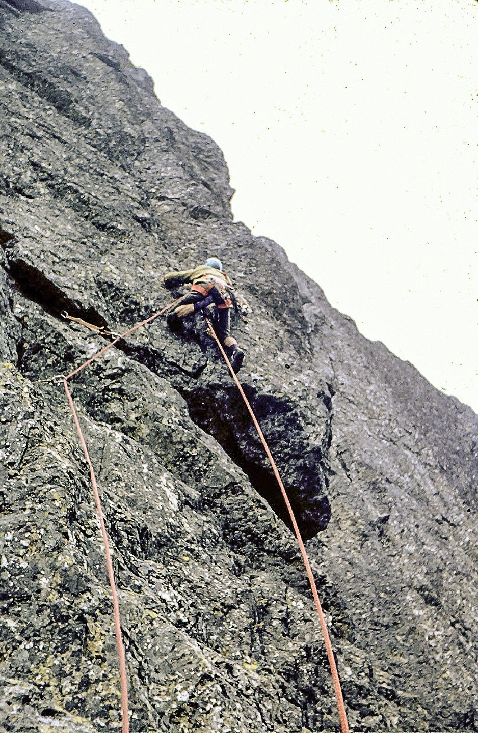 Colin Read making the 1st ascent of Incubus on the East Buttress of Scafell. August 1972.  © Tony Marr