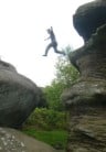 Marc C leaping from The Dancing Bear, Brimham