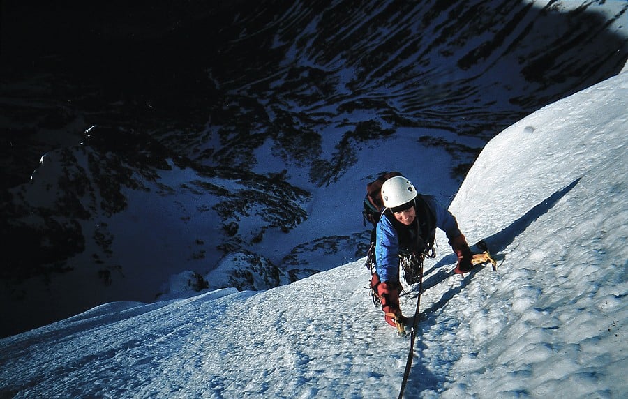 Looking down Orion Direct (V,5), Orion Face, Ben Nevis  © Colin Wells