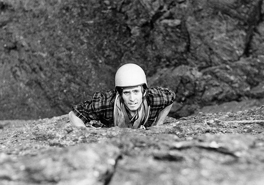 John Stainforth on the top pitch of Shrike, Cloggy, August 1970  © Gordon Stainforth