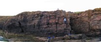 Panoramic shot of Deceptive Wall (Sea cliff south of Aberdeen)