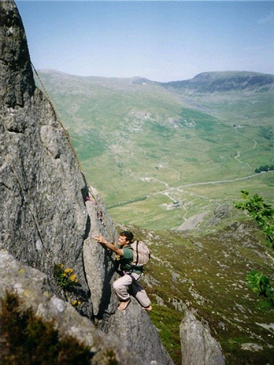 Kevin Ackbar's Bare-footed Ascent of a Tryfan Arete.  © Ackbar