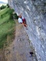 Steve McClure, first redpoint of Magnetic North 8c+, Kilnsey<br>© Al Austin