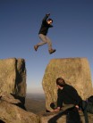 Would you Adam and Eve it?   Will jumps between Adam and Eve after climbing Grooved Arete, Tryfan