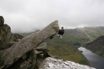 Paul "hanging out" on the Cannon, Tryfan.