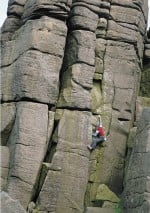 Bob Smith soloing Surgeon's Saunter at Stanage End